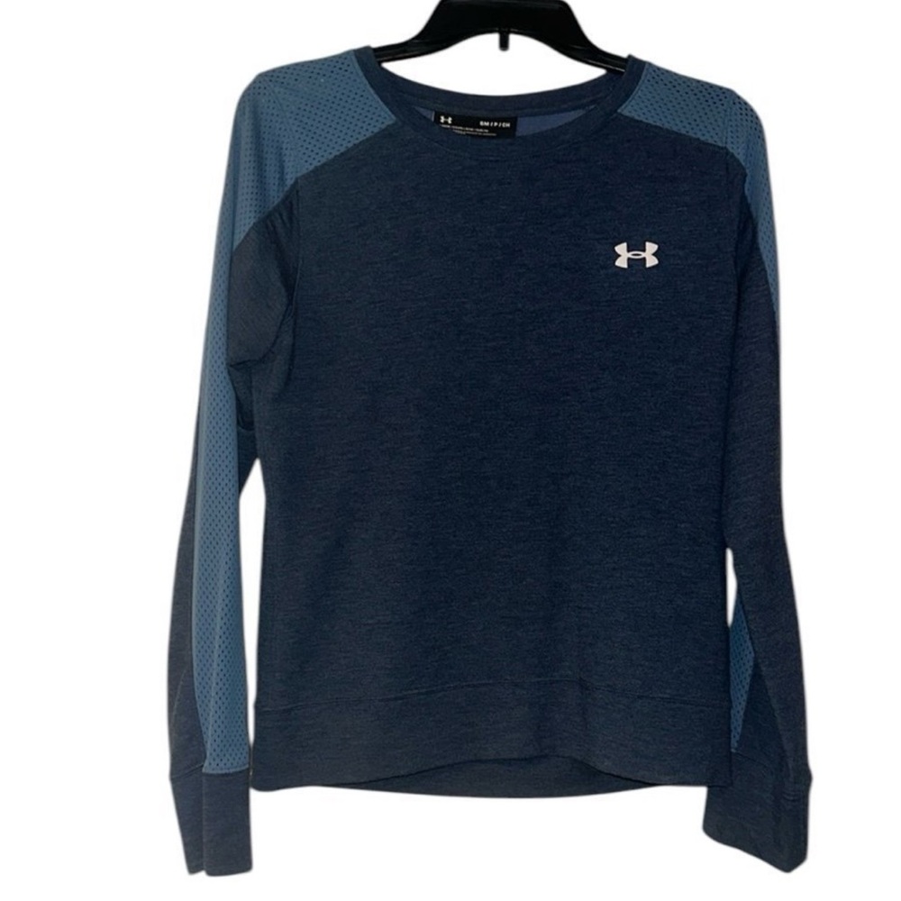 Under Armour Terry Crew Sweatshirt — Blue Lightweight Athleisure Pullover (Small